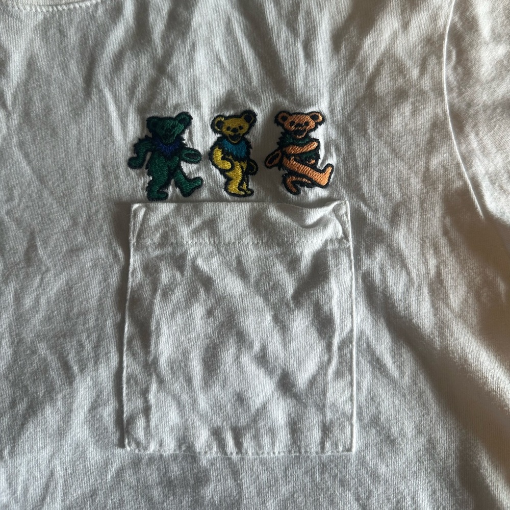 Woman’s White T-Shirt with Bear Embroidery